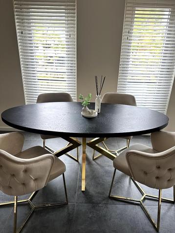 eettafel ovaal 180 cm met 4 stoelen beschikbaar voor biedingen