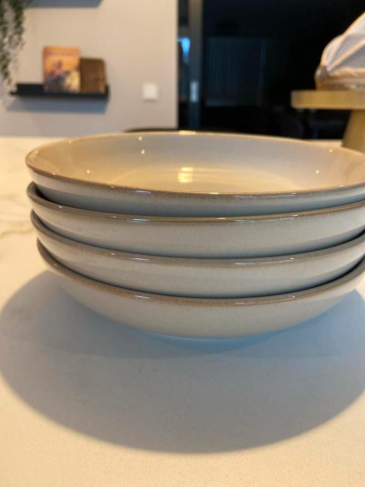 Dille & Kamille Diep Borden - Zandkleur Steengoed 4 stuks, Huis en Inrichting, Woonaccessoires | Schalen en Manden, Nieuw, Schaal