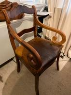 Antieke bureaustoel met lederen zitting, Ophalen of Verzenden