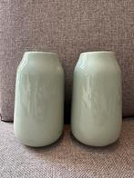Hema vaasjes groen 2 stuks, Ophalen, Minder dan 50 cm, Groen, Glas