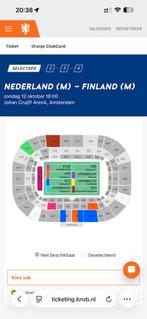 WK kwalificatie Nederland Finland (Sfeervak), Tickets en Kaartjes, Losse kaart, Drie personen of meer, Oktober, Nederlands elftal