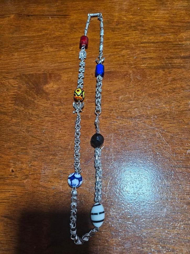 Zilveren Alla Kondre Ketting (dik), Sieraden, Tassen en Uiterlijk, Kettingen, Zo goed als nieuw, Zilver, Zilver, Met edelsteen