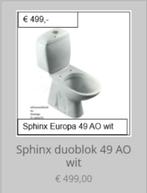Sphinx duoblok 49 AO wit, Ophalen of Verzenden, Nieuw, Toilet