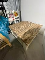 Salontafel met eikenhouten blad., Ophalen, 50 tot 100 cm, 50 tot 100 cm, Zo goed als nieuw