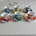 Kopjes,Schoteltjes,klein,Kleuren,Rekje,RETRO,koffie,6, Huis en Inrichting, Keuken | Servies, Keramiek, Nieuw, Ophalen of Verzenden