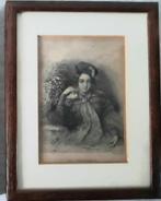 Antieke portret staalgravure van een on bekende vrouw, Ophalen of Verzenden