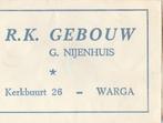 rk Gebouw Kerkbuurt Warga - G Nijenhuis, Ophalen of Verzenden
