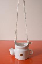 Retro vintage hang bloempot / plantenhanger - Model theepot, Ophalen of Verzenden