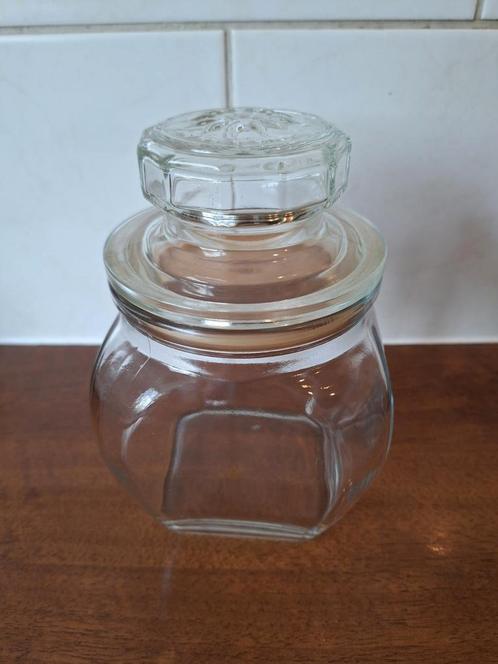 Oude vintage glazen pot, snoeppot, voorraadpot, Huis en Inrichting, Keuken | Potten en Pannen, Zo goed als nieuw, Pot, Bus of Blik