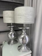 Zilveren tafel/ bed lampen, Huis en Inrichting, Lampen | Tafellampen, Ophalen of Verzenden, Zo goed als nieuw, Minder dan 50 cm