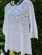 Tuniek katoen wit kant a lijn wijde bloemen top Italy S/M, Ophalen of Verzenden, Gedragen, Maat 38/40 (M), Wit