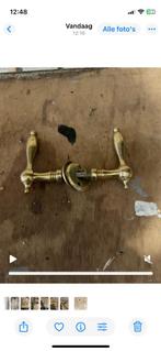 koperen deur kruk compleet, Doe-het-zelf en Verbouw, Hang- en Sluitwerk, Ophalen, Gebruikt, Koper of Messing, Klink of Kruk