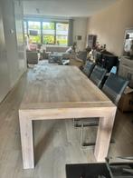 Grote massief blank eiken eerkamer tafel, Ophalen, Gebruikt, 100 tot 150 cm, Eikenhout