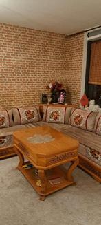 Marokkaanse Sedari Hoekbank met Tafel en Kussens, Ophalen of Verzenden, Gebruikt, Stof, Marokkaans