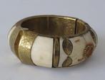 Vintage scharnier armband India - been en messing - Boho, Ophalen of Verzenden, Gebruikt, Goud, Overige materialen