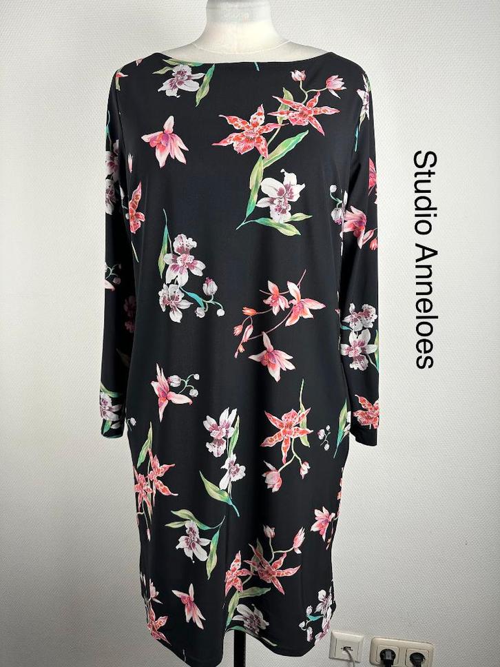 Studio Anneloes Jurk  (mt: 42) KL/9204, Kleding | Dames, Jurken, Zo goed als nieuw, Maat 42/44 (L), Blauw, Onder de knie, Ophalen of Verzenden