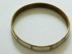 armband wit parelmoer ingelegd in koper 7 cm doorsnede x 0,5, Verzenden, Gebruikt, Wit, Overige materialen