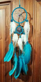 Ibiza stijl dreamcatcher / dromenvanger veren turquoise wit, Huis en Inrichting, Ophalen of Verzenden, Nieuw