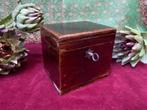 Antiek mahonie theekistje met sleutel,19e eeuws, Antiek en Kunst, Ophalen of Verzenden