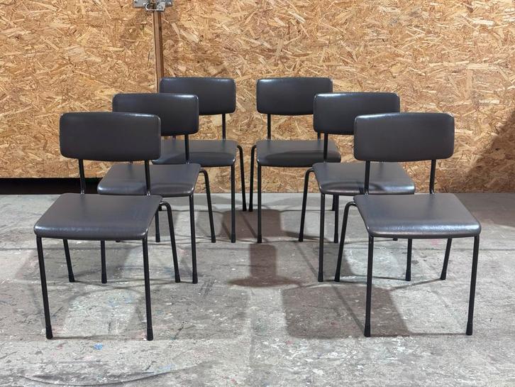 6 Vintage Buisstoelen (Gispen?), Huis en Inrichting, Stoelen, Zo goed als nieuw, Twee, Grijs, Ophalen