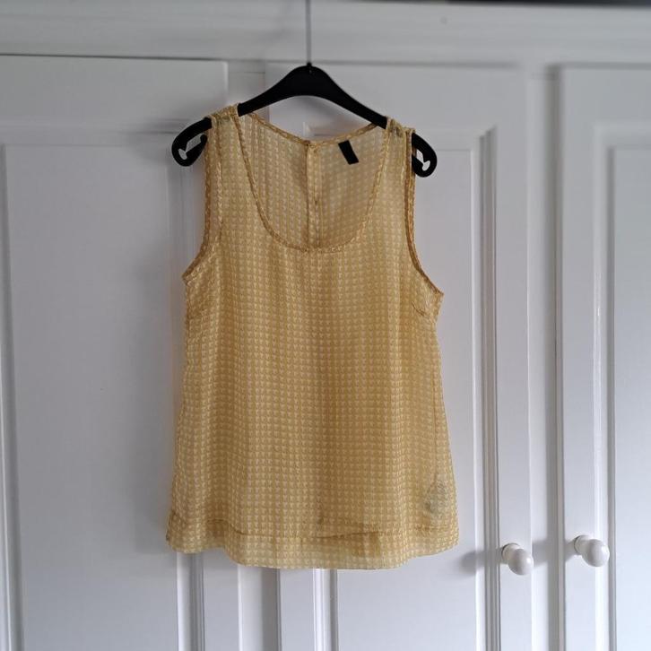 Vero Moda geel/wit geruite mouwloze top, maat S. Nieuwstaat!, Kleding | Dames, Tops, Zo goed als nieuw, Maat 36 (S), Geel, Zonder mouw
