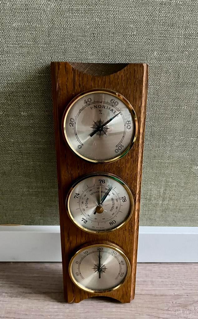 Antiek Weerstation - Barometer & Hygrometer, Audio, Tv en Foto, Weerstations en Barometers, Gebruikt, Weerstation, Ophalen of Verzenden