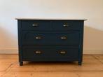 Commode/Ladekast - blauw, goud, marmeren blad, Huis en Inrichting, Kasten | Dressoirs, Ophalen, Gebruikt, 100 tot 150 cm, Donker blauw hout met marmeren blad