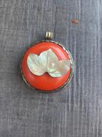 Art Nouveau broche ingelegd oranje steen versiert, Ophalen of Verzenden, Zo goed als nieuw, Zilver, Overige voorstellingen