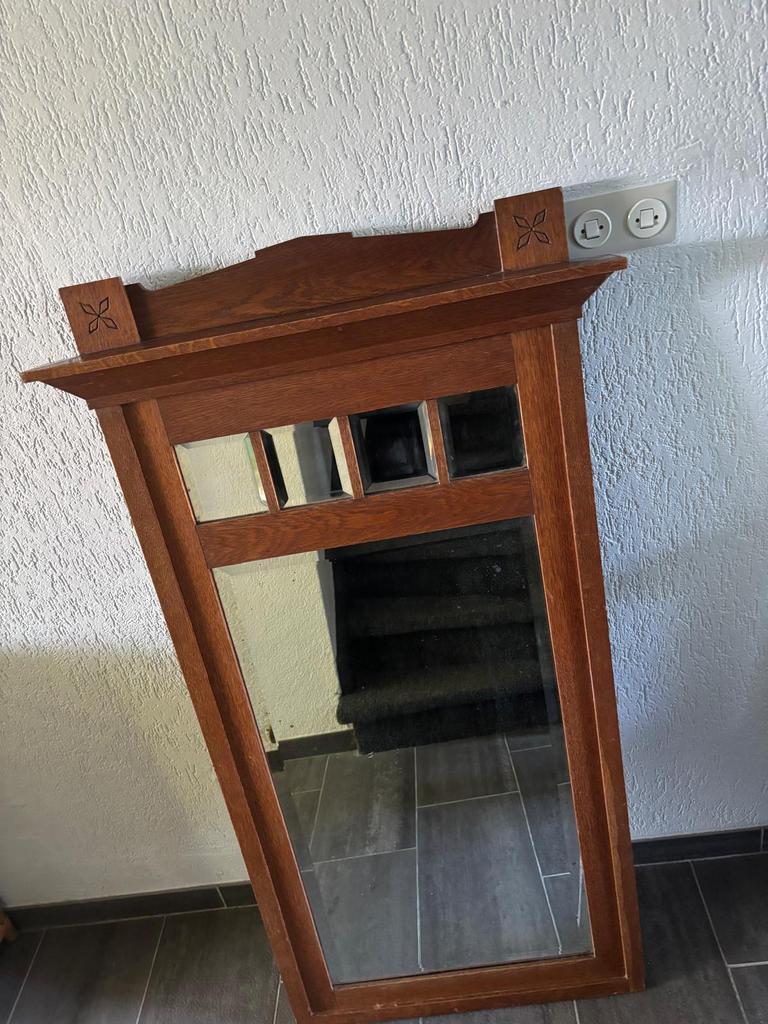 Antieke spiegel, Ophalen of Verzenden, Rechthoekig, 50 tot 100 cm