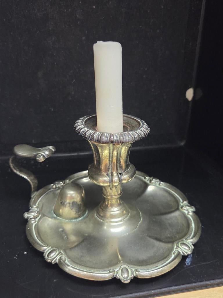 Antieke kandelaar met handvat EPNS, Ophalen of Verzenden