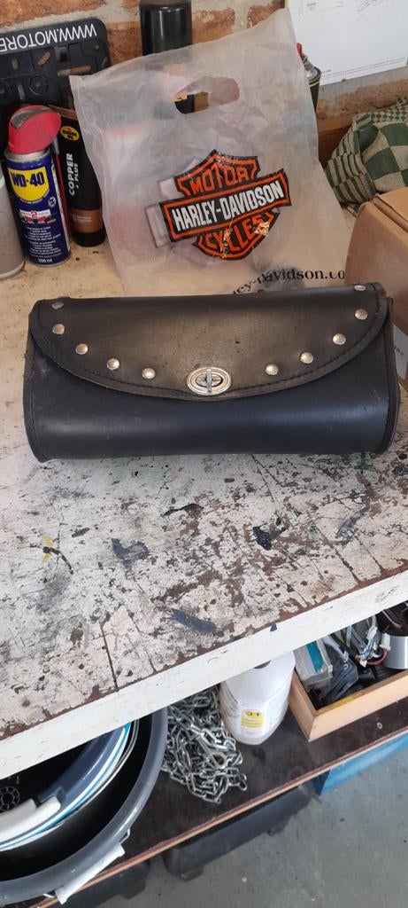 Leren motor toolrol - Zwart met studs, Ophalen of Verzenden, Gebruikt