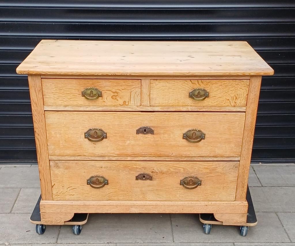 Stevige eiken ladenkast/ladekast/kast, Gebruikt, 3 of 4 laden, Minder dan 100 cm, 25 tot 50 cm