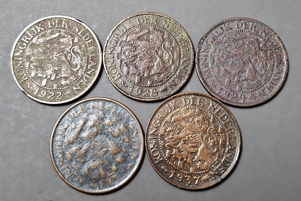 Nederland 5 x 1 Cent Wilhelmina 1922-1937, Ophalen of Verzenden, Koningin Wilhelmina, 1 cent, Setje