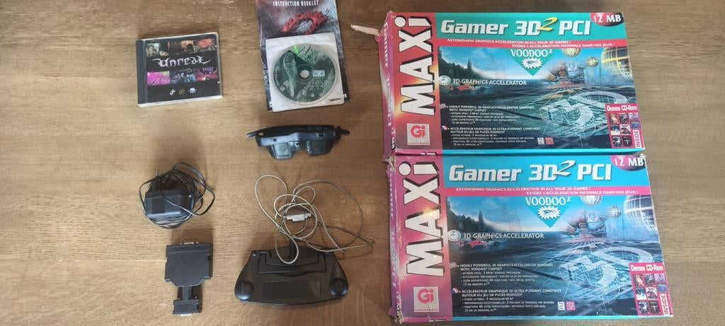 Set Voodoo2 2x Guillemot 3Dfx, originele spellen en 3D bril, Overige soorten, Ophalen of Verzenden, Overige chipsets, PCI