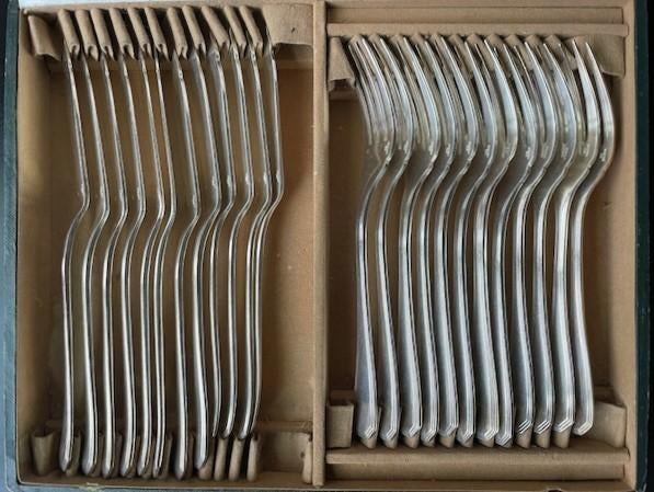 Christofle América antiek 24-delig visbestek in cassette, Ophalen of Verzenden