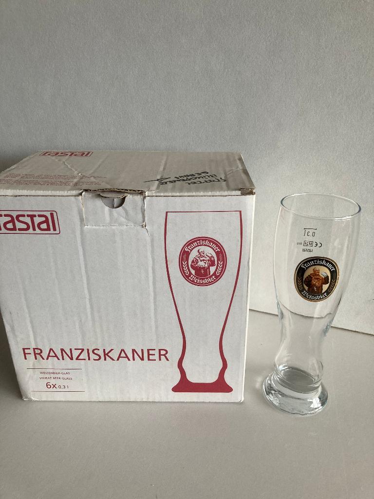 FRANZISKANER BIERGLAZEN 30 CL & 50 CL € 1,00 PER STUK, Ophalen, Gebruikt, Glas of Glazen, Overige merken
