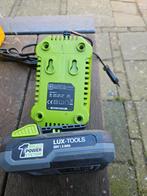 Lux-Tools 20V Accu en Oplader Set - 2.0Ah Power System, Ophalen of Verzenden, Gebruikt