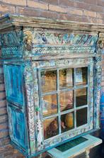 Shabby/Houtsnijwerk/Boho/Vitrinekast/Kast/India Ibiza style, Ophalen of Verzenden