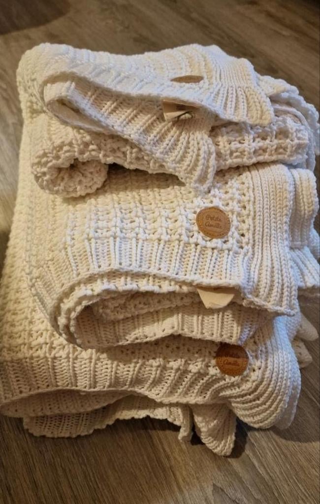 4x Witte gebreide dekens van Petite Amélie, Ophalen of Verzenden