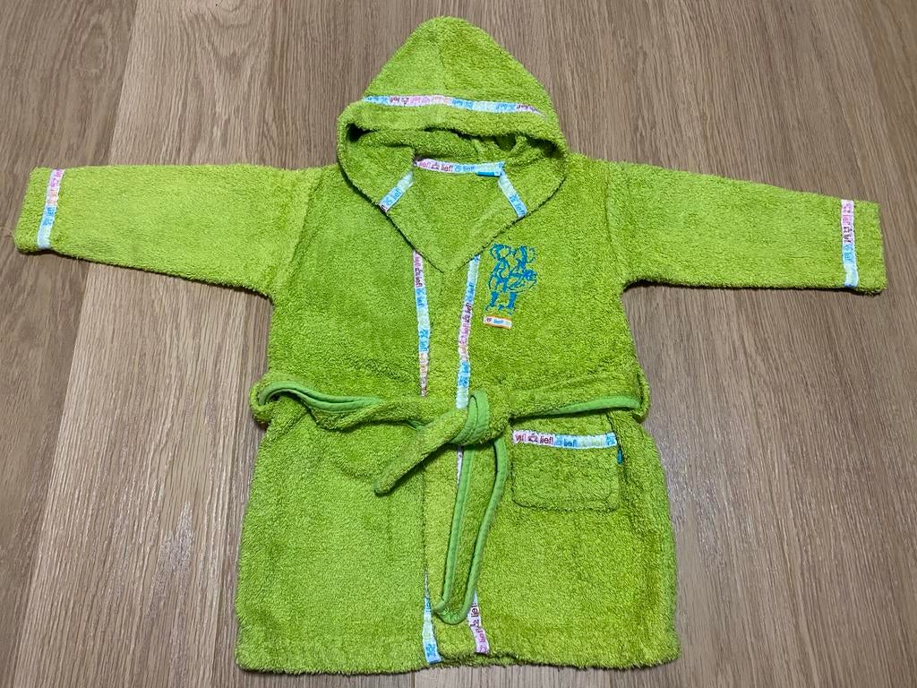 Lief! Badjas maat 80 groen met capuchon, Kinderen en Baby's, Babykleding | Maat 80, Ophalen of Verzenden, Zo goed als nieuw, Jongetje of Meisje