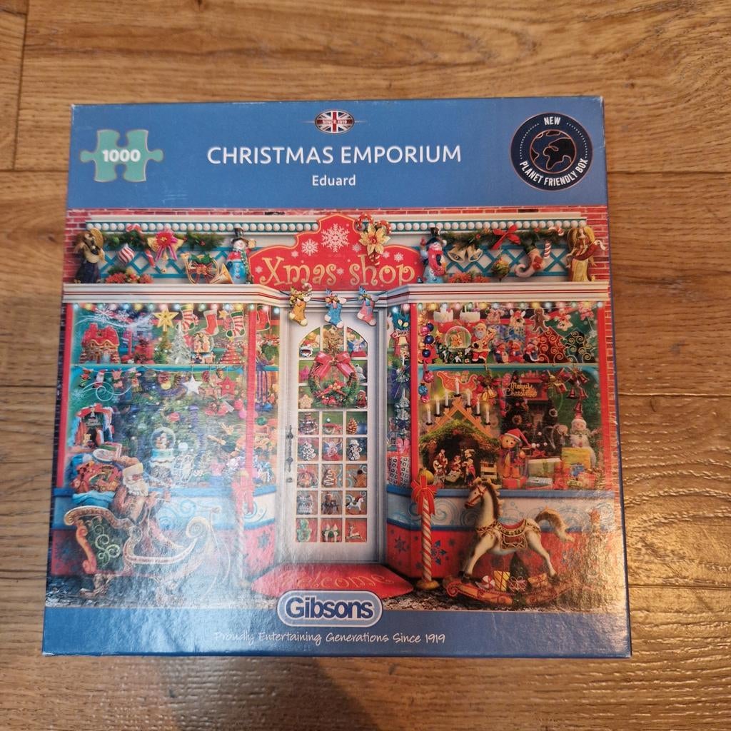Gibsons Kerstpuzzel Christmas Emporium 1000 stukjes, Ophalen of Verzenden, 500 t/m 1500 stukjes, Gebruikt, Legpuzzel