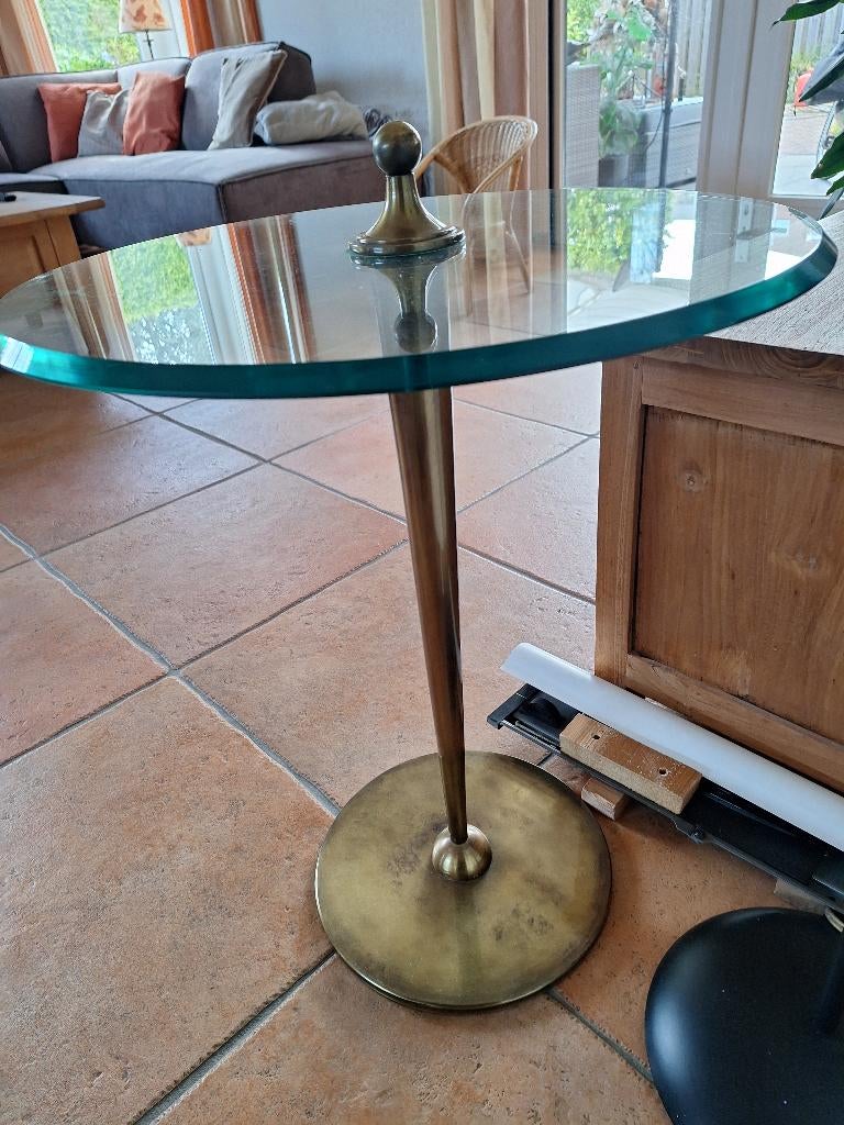 Glazen bijzet tafel, Minder dan 55 cm, Klassiek, Rond, Ophalen