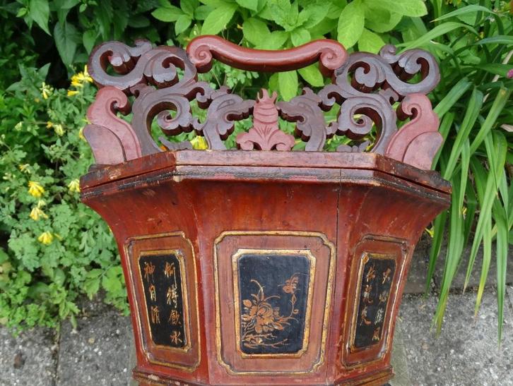 Antiek houten "theemuts" bewaarbox theepot China, Chinees, Antiek en Kunst, Antiek | Woonaccessoires, Ophalen