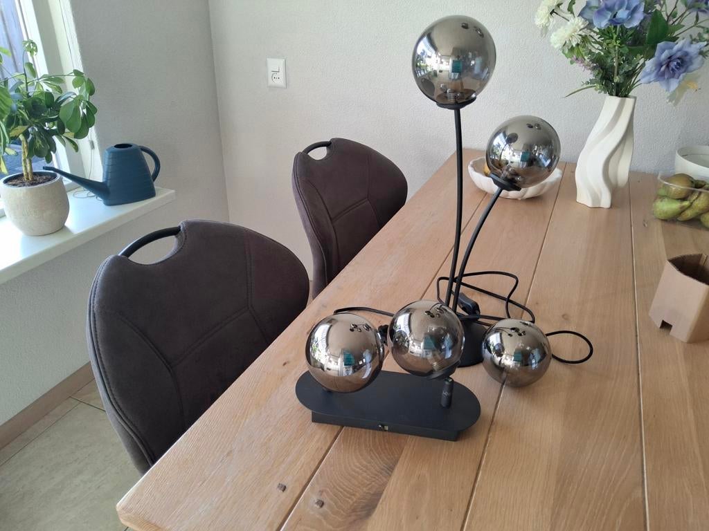 Zwartec met smoke glas stalamp en plafondspot., Ophalen of Verzenden, Zo goed als nieuw, Glas, Minder dan 50 cm