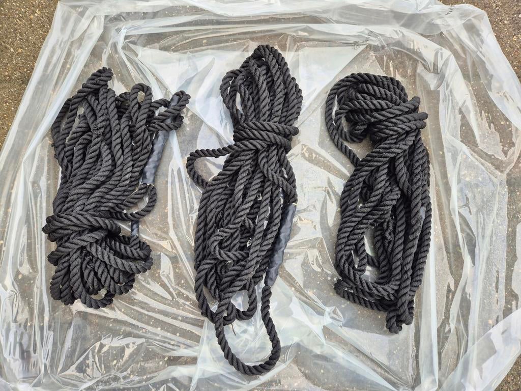 3x Zwart Polypropyleen Landvast 16mm x 15m, Watersport en Boten, Ophalen of Verzenden, Nieuw, Lijn of Blok