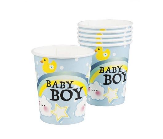 Bekers Baby Boy blauw - 6 st | geboorte - babyshower jongen, Ophalen of Verzenden, Nieuw, Geboorte of Huwelijk