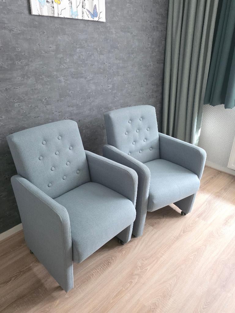 Eetkamer stoelen, Huis en Inrichting, Stoelen, Ophalen, Gebruikt, Blauw, Vier