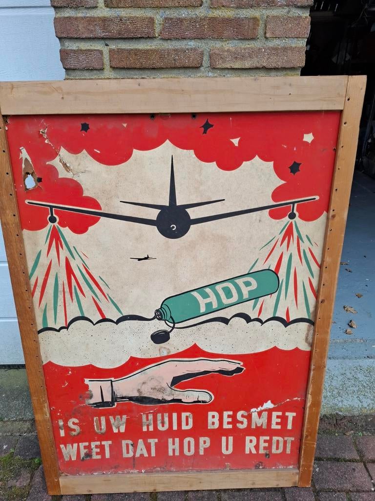 Prachtige oude reclame voor " hop ", Verzamelen, Ophalen of Verzenden, Gebruikt, Reclamebord