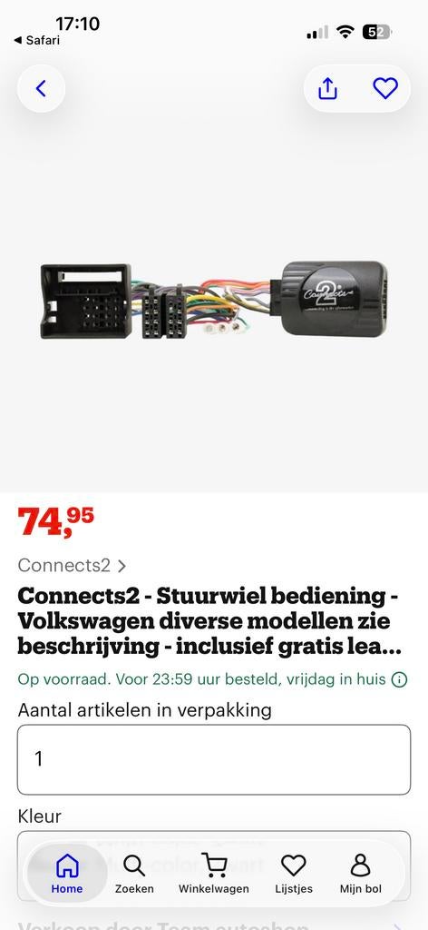 Connects2 Stuurwiel Interface VW T5/Up/Vento RCD200-510 zgan, Ophalen of Verzenden, Zo goed als nieuw