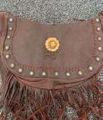 Donkerbruine schoudertas met franjers, Sieraden, Tassen en Uiterlijk, Verzenden, Nieuw, Bruin, Leer